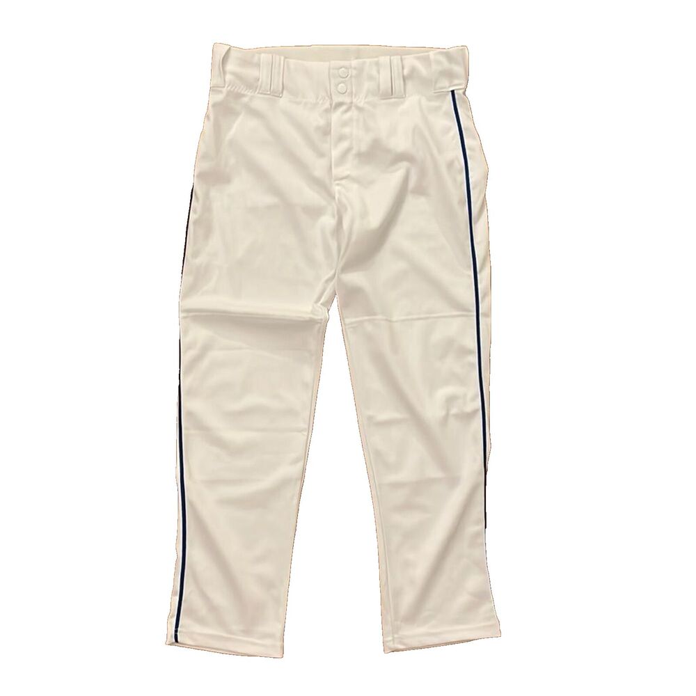 Alleson Athletic White Baseball Pants Youth Large Blue Stripe Team Sports